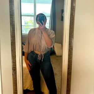 Cropped Dolman Sleeves Dusty Rose Blouse